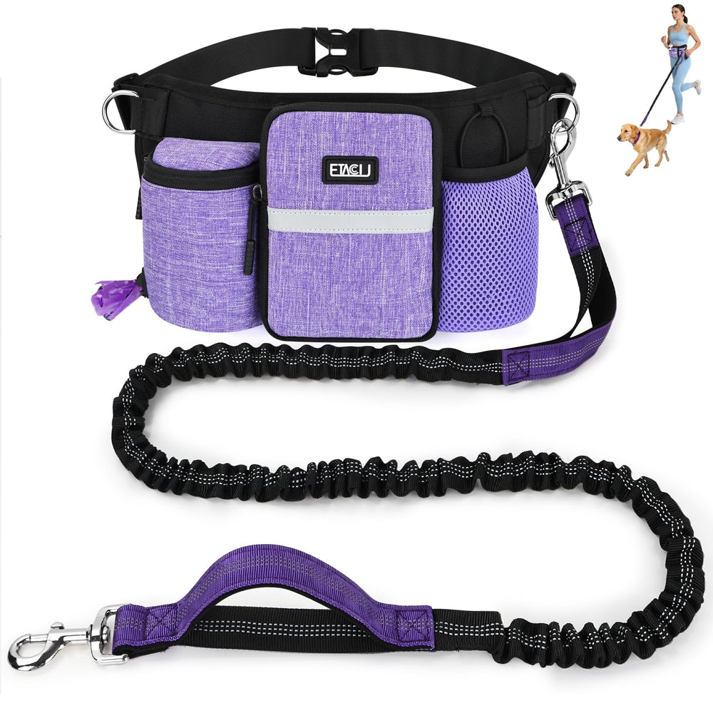 ETACCU longe mains libres chien avec poche zippee: pratique pour clés et friandises.