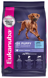 Eukanuba Chiot Grande Race: croquettes visibles, énergie soutenue pour croissance.