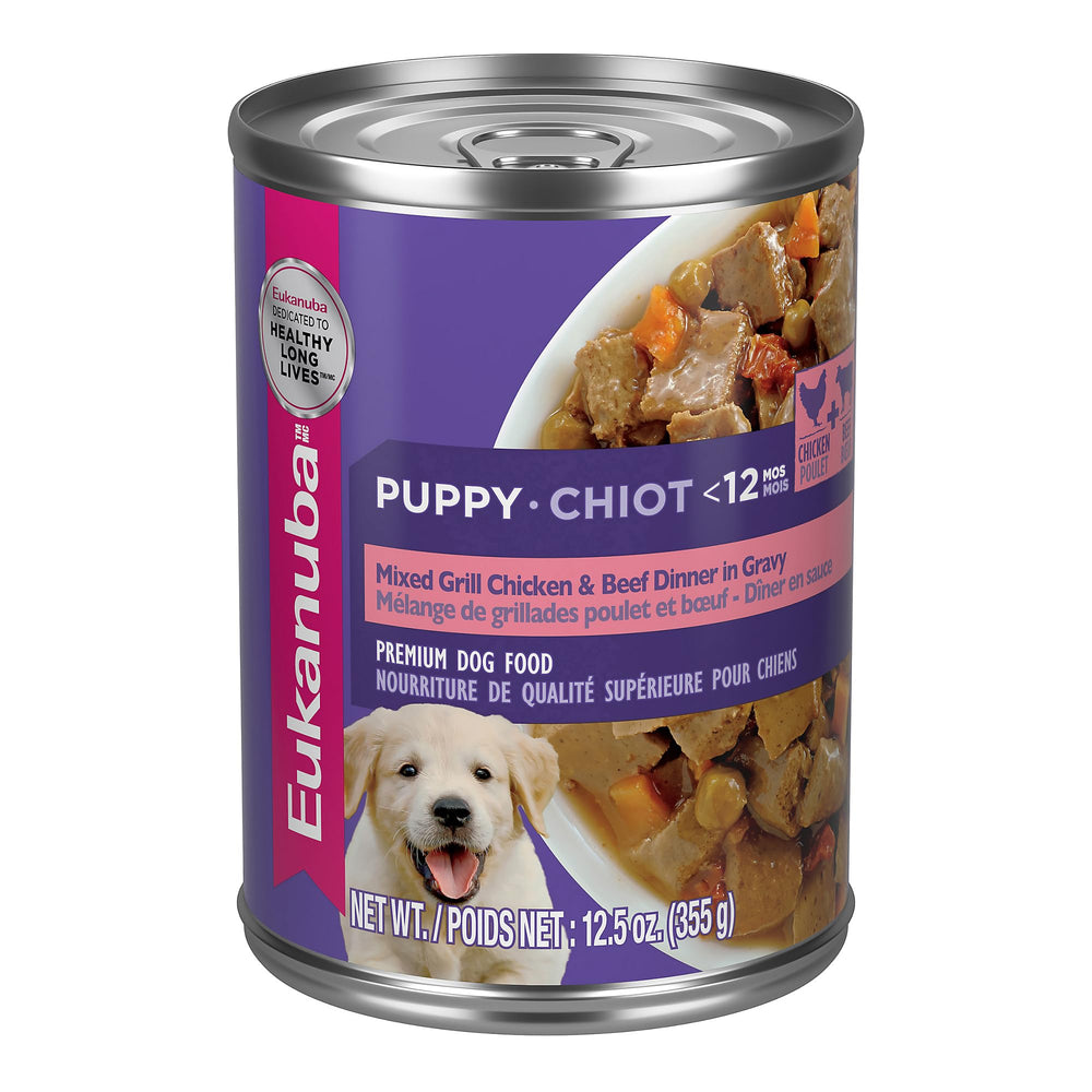 Emballage Eukanuba chiot patee mix grill poulet et boeuf en sauce