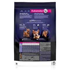 Croquettes poulet Eukanuba Puppy Small Breed, soutien digestif et énergie.