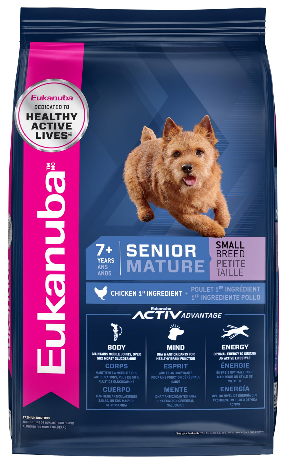 Eukanuba Senior Petit Chien : sac d’alimentation sèche pratique pour petites races.
