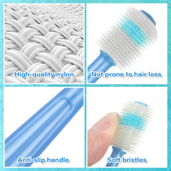 Ensemble de 2 brosses et étuis transparents pour le rangement.
