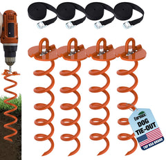 Eurmax piquets spirales orange en action pour un ancrage fiable en extérieur