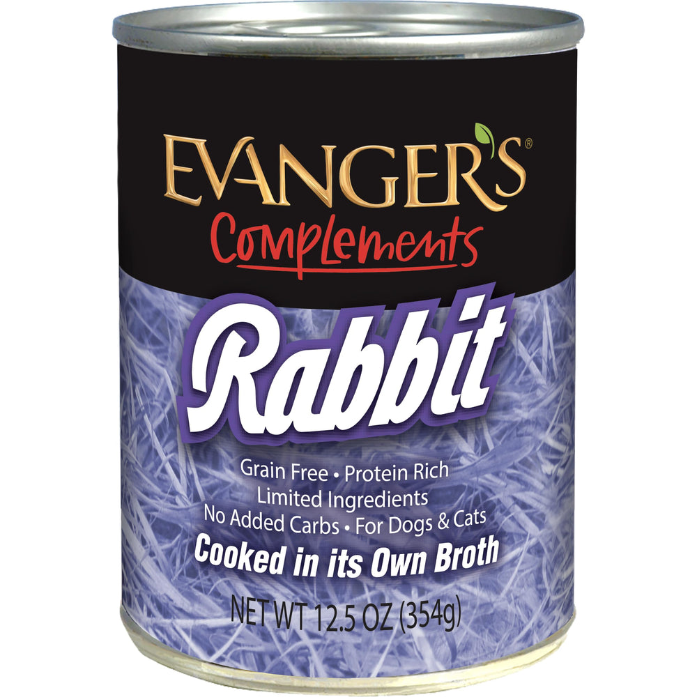 Evanger's Complements Rabbit en boite 12,5 oz, repas humide pratique et savoureux.