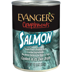 Evanger's Complements Saumon: boîte ouverte prête à servir pour chien et chat sensibles.