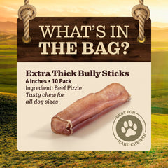 Bâtons EVER FARM 6-pouces épais, idéal pour grands chiens et mastication.