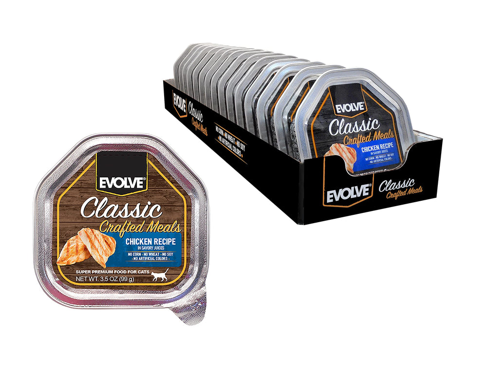 Evolve Repas Classiques Chat Poulet emballage – repas prêt à l’emploi et savoureux