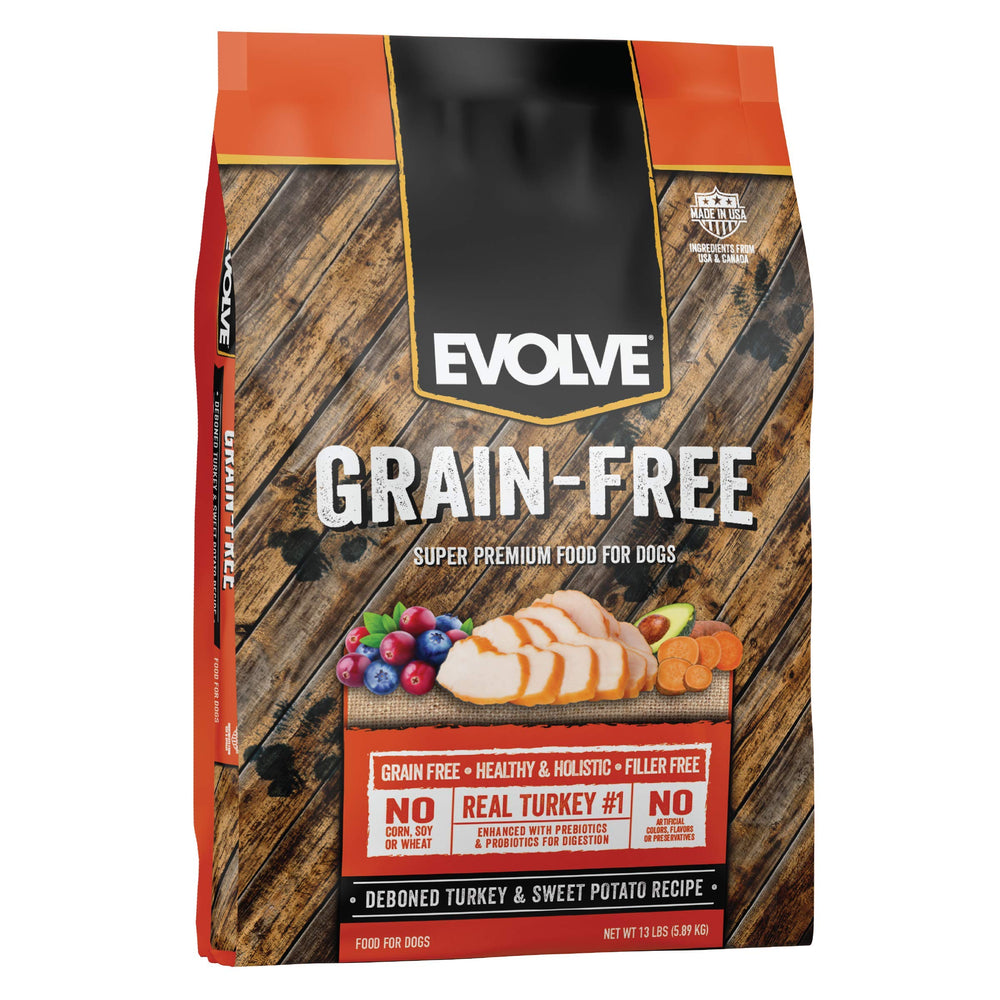 Evolve Dinde Desossee et Patate Douce, sac 13 lb: croquettes sans cereales pour chiens sensibles