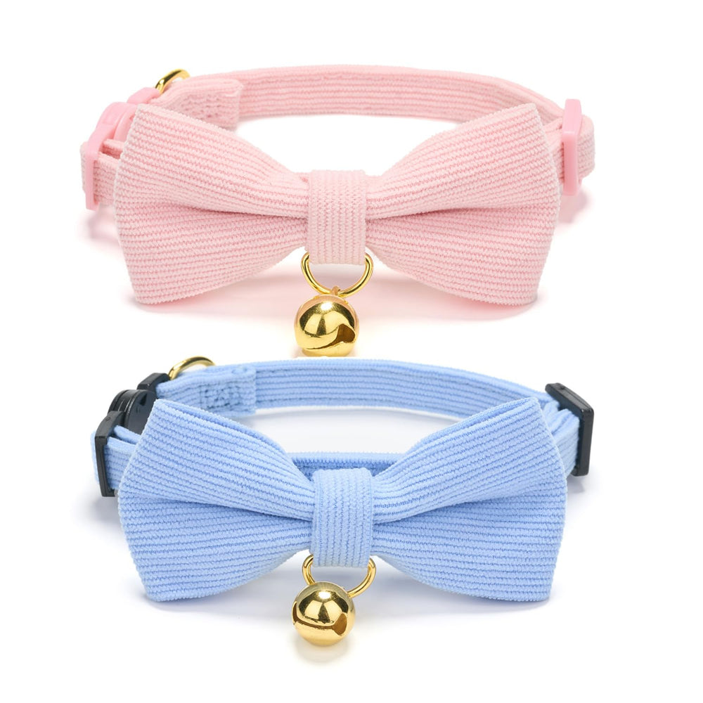 Collier Ewinoom en velours côtelé rose pour chat, doux et confortable