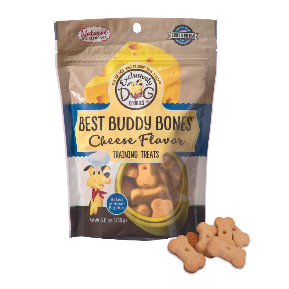 Best Buddy Bones d'Exclusively Dog, biscuit os miniature au fromage, idéal pour l'entraînement.