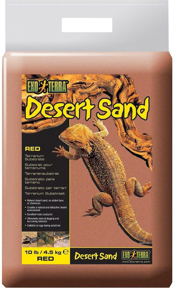 Exo Terra Desert Sand, sac rouge 10 livres, sable naturel pour terrarium désertique.