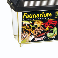 Exo Terra Faunarium avec fenêtre supérieure transparente facilitant observation et placement.
