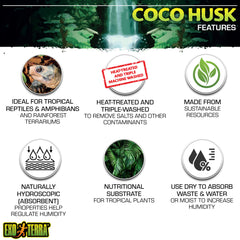 Exo Terra brique fibre noix de coco : substrat naturel idéal pour terrariums tropicaux.