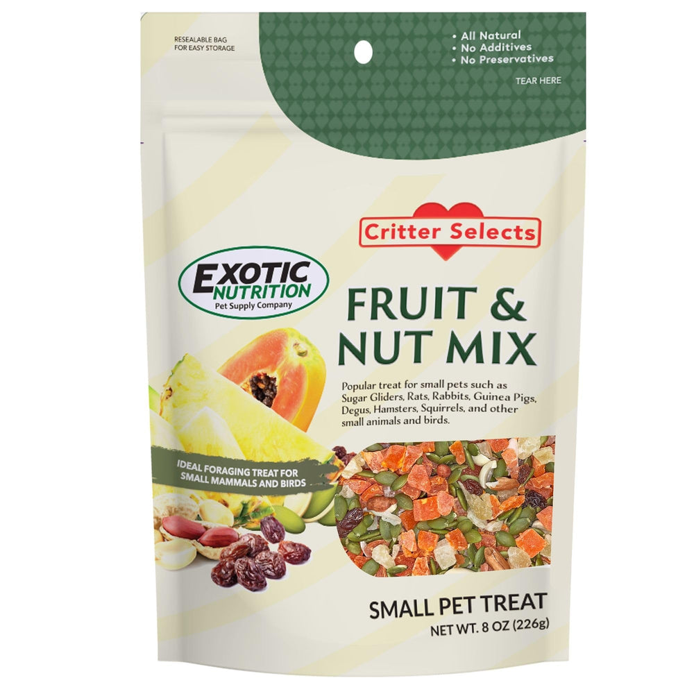 Exotic Nutrition Fruit et Noix Mélange emballage 198g – friandise variée pour petits animaux.