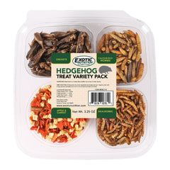 Friandises Exotic Nutrition pour hérisson, vue d’ensemble du pack varié.