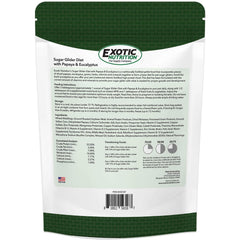 Exotic Nutrition - ingrédients papaye et eucalyptus pour le régime du marsupial volant.
