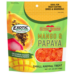 Exotic Nutrition Mangue et Papaye: texture légère pour petits animaux.