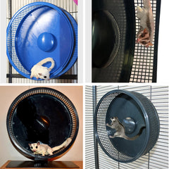 Silent Runner Pro Exotic Nutrition, roue bleue avec accessoire, stimulation efficace pour petits animaux.