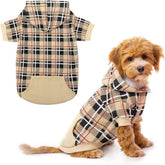 EXPAWLORER hoodie plaid pour chien avec trou laisse, confort lors des promenades