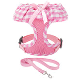 EXPAWLORER harnais petit chien rose à motif carreaux pour promenades confortables.