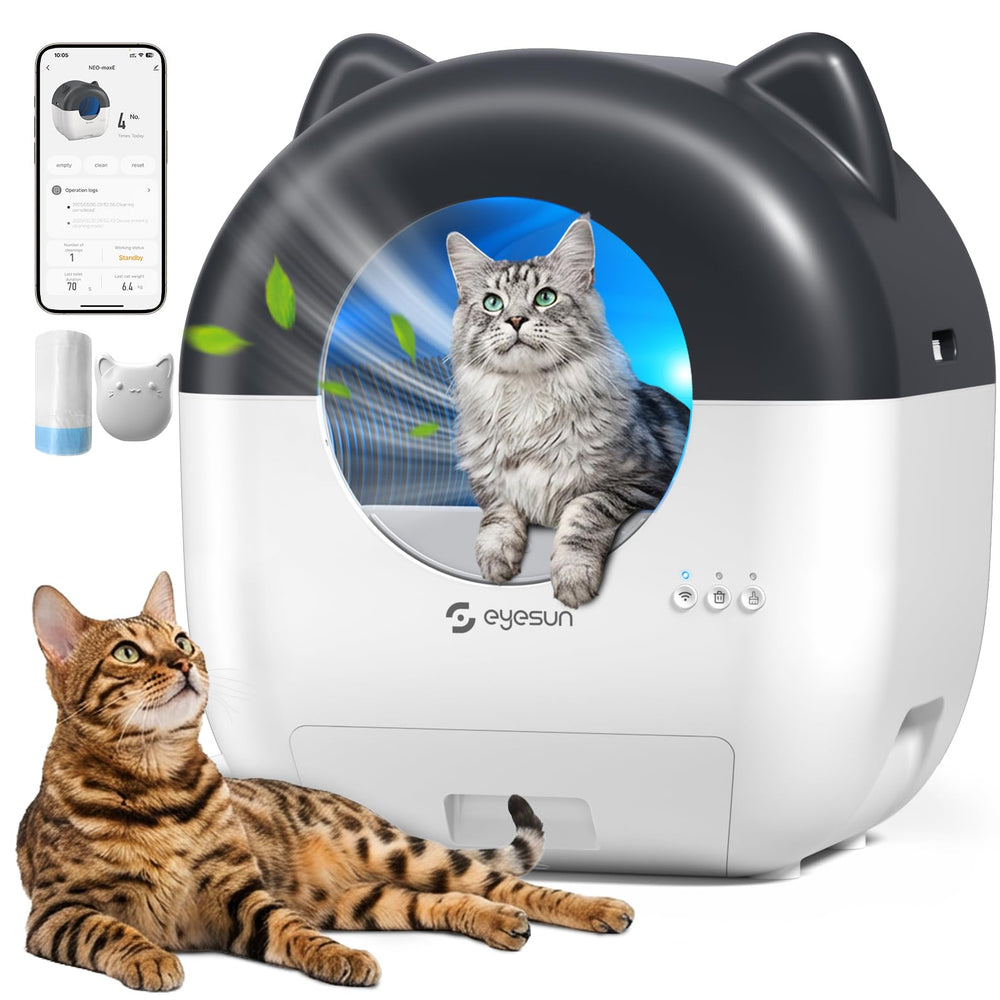 Litière EYESUN 76L avec capacité multi-chats pour foyers occupés