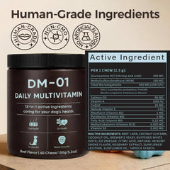 Ingrédients clés huile saumon sauvage et vitamine A sur l étiquette.