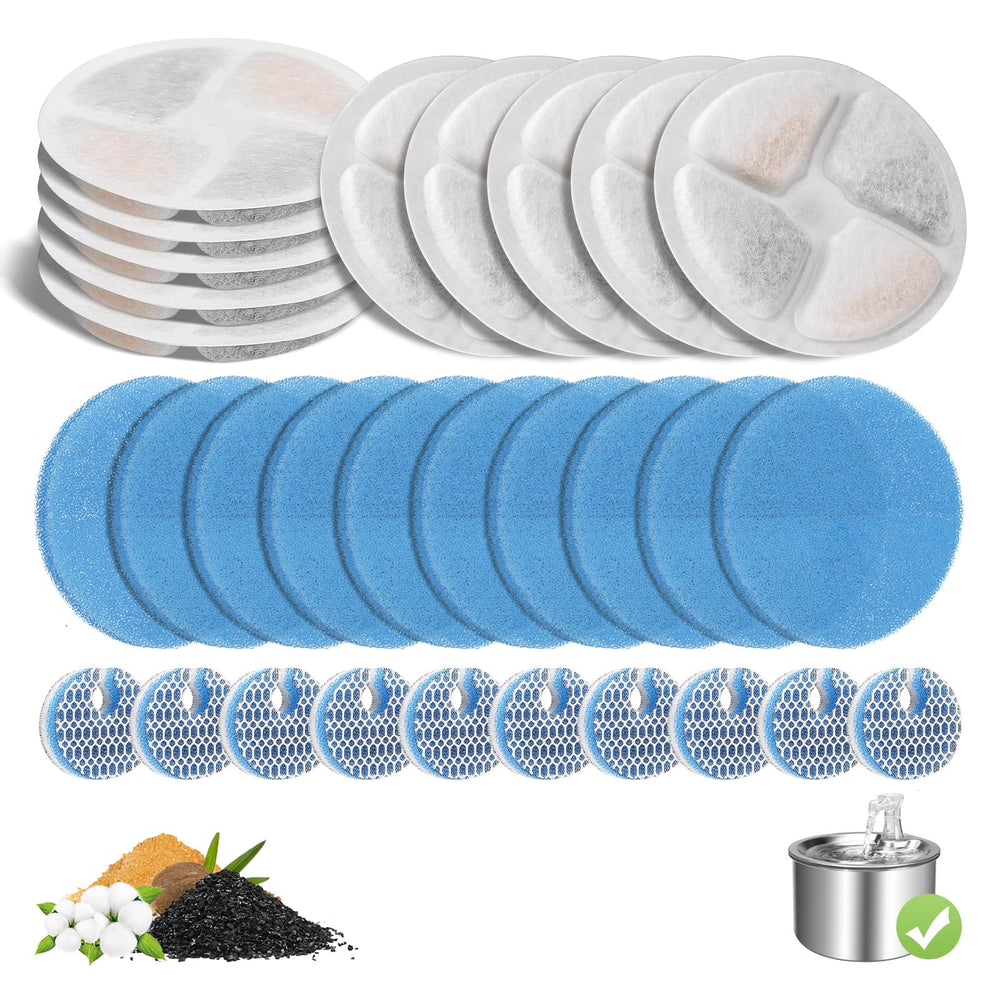 Filtre EZMioo ensemble pour fontaine chat ronde 2L, eau plus claire pour les chats.