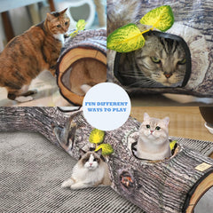 Falukasa tunnel-tronc-arbre-chat-3-canaux: accès multi-entrées pour plusieurs animaux.