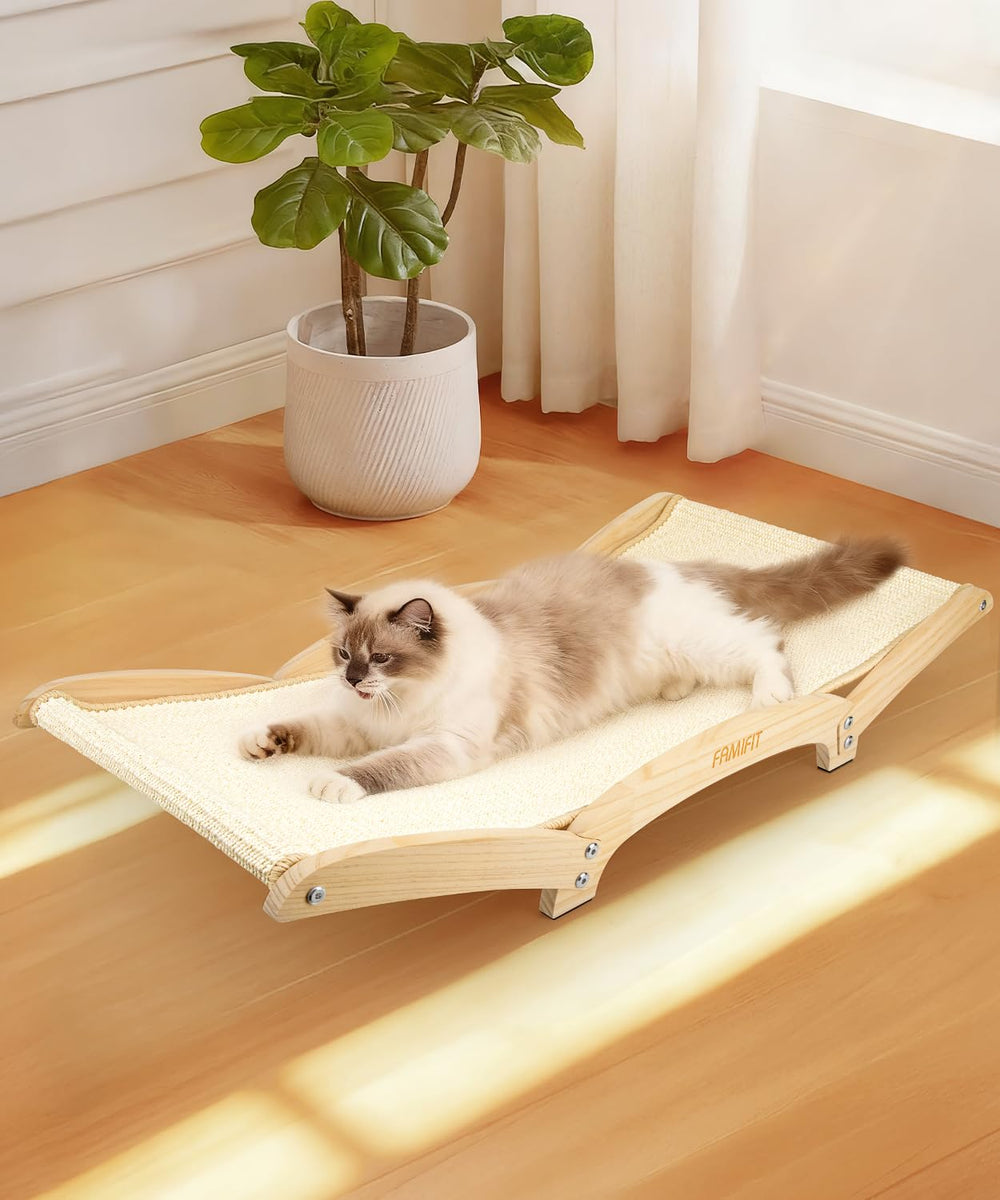 Famifit grifoir chat avec sisal et base bois, parfait pour gratter et se reposer