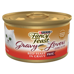 Fancy Feast boeuf-pâté-sauce: texture onctueuse pour chats adultes.