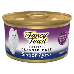 Fancy Feast boîte pâte boeuf senior 7+ : texture onctueuse et apport protéiné.