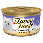 Fancy Feast: boîte poisson-crevettes grillées dans une sauce savoureuse pour repas humide du chat.