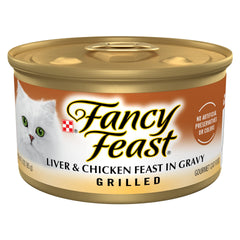 Fancy Feast chat foie et poulet en sauce 85 g, bouchées savoureuses.