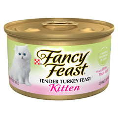 Fancy Feast chaton pâté au dindon, texture veloutée adaptée aux petites dents.