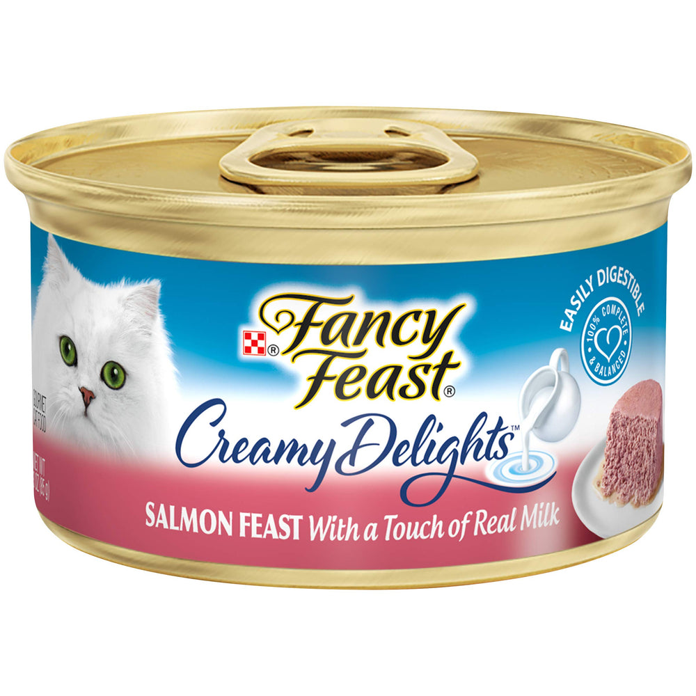 Fancy Feast Délices Crème Saumon Pâté, texture soyeuse pour un repas savoureux.