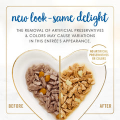 Plan d’ensemble: 24 cannettes Fancy Feast Delights, conditionnement pratique.