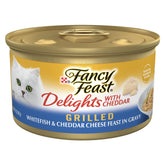 Fancy Feast Delights morue blanche grillée cheddar, bouchées appétentes pour chats.