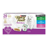 Emballage Fancy Feast Petites Pâté montrant assortiment gourmand pour chats