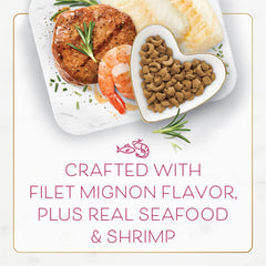 Fancy Feast Filet Mignon crevettes-detail, crevettes entières ajoutant richesse en goût.