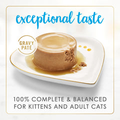 Fancy Feast Gravy Lovers – pâte crémeuse et sauce, texture délicate appréciée des chats.