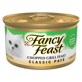 Boîte Fancy Feast Grill Feast Pâté 3oz prête à être dégustée par votre chat.