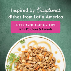 Morceaux tendres de boeuf Carne Asada, texture agréable pour chat adulte.