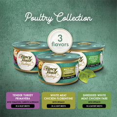 Purina Fancy Feast Medleys dinde avec sauce, texture tendre pour repas quotidiens.