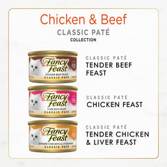 Fancy Feast Pâté chat boeuf 3oz, viande réelle pour goût riche.