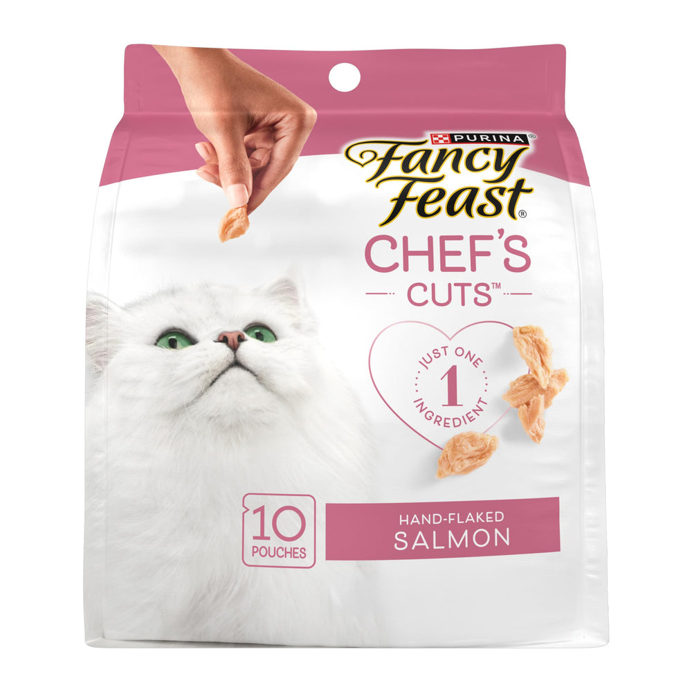 Fancy Feast Purley Saumon: tranches main, récompense simple et savoureuse pour votre chat.