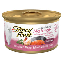 Fancy Feast saumon sauvage d'Alaska et crevettes en sauce, alimentation pratique en boites