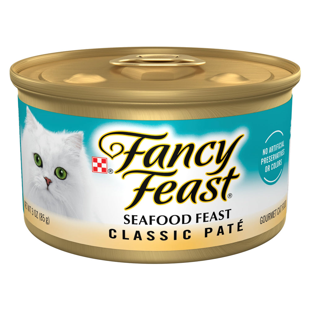 Fancy Feast Seafood Feast Pâté onctueuse, poisson réel, repas facile pour chat.