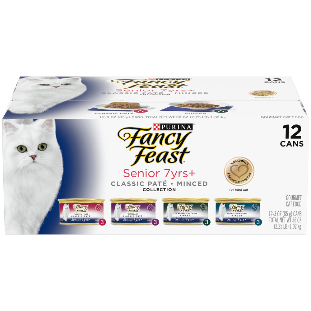 Fancy Feast Senior 7+ poulet pâté, texture veloutée pour le repas quotidien.