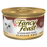 Fancy Feast Tender Beef Pâté, boîtes de 85 g, texture onctueuse pour portions faciles.