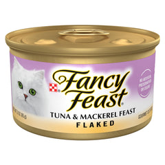 Fancy Feast thon-maquereau en flocons, goût marin pour chat gourmand.